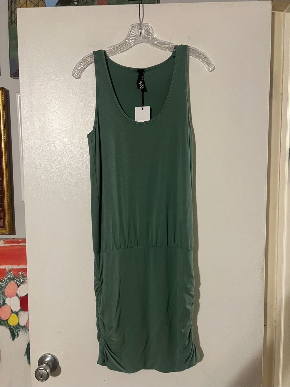 Bobi vine green shorted side tank dress. Drop waist